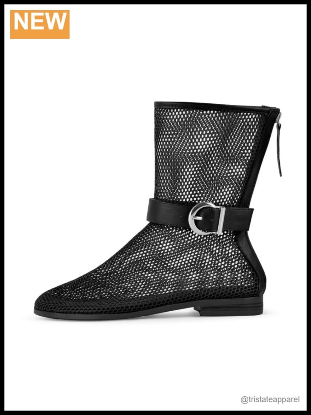 Mesh Ankle Boots Adjustable Buckle Flat Walking Boots Y2K